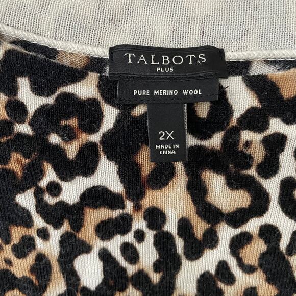Talbots Merino Wool Animal Print Pullover Sweater size XL - Picture 2 of 9